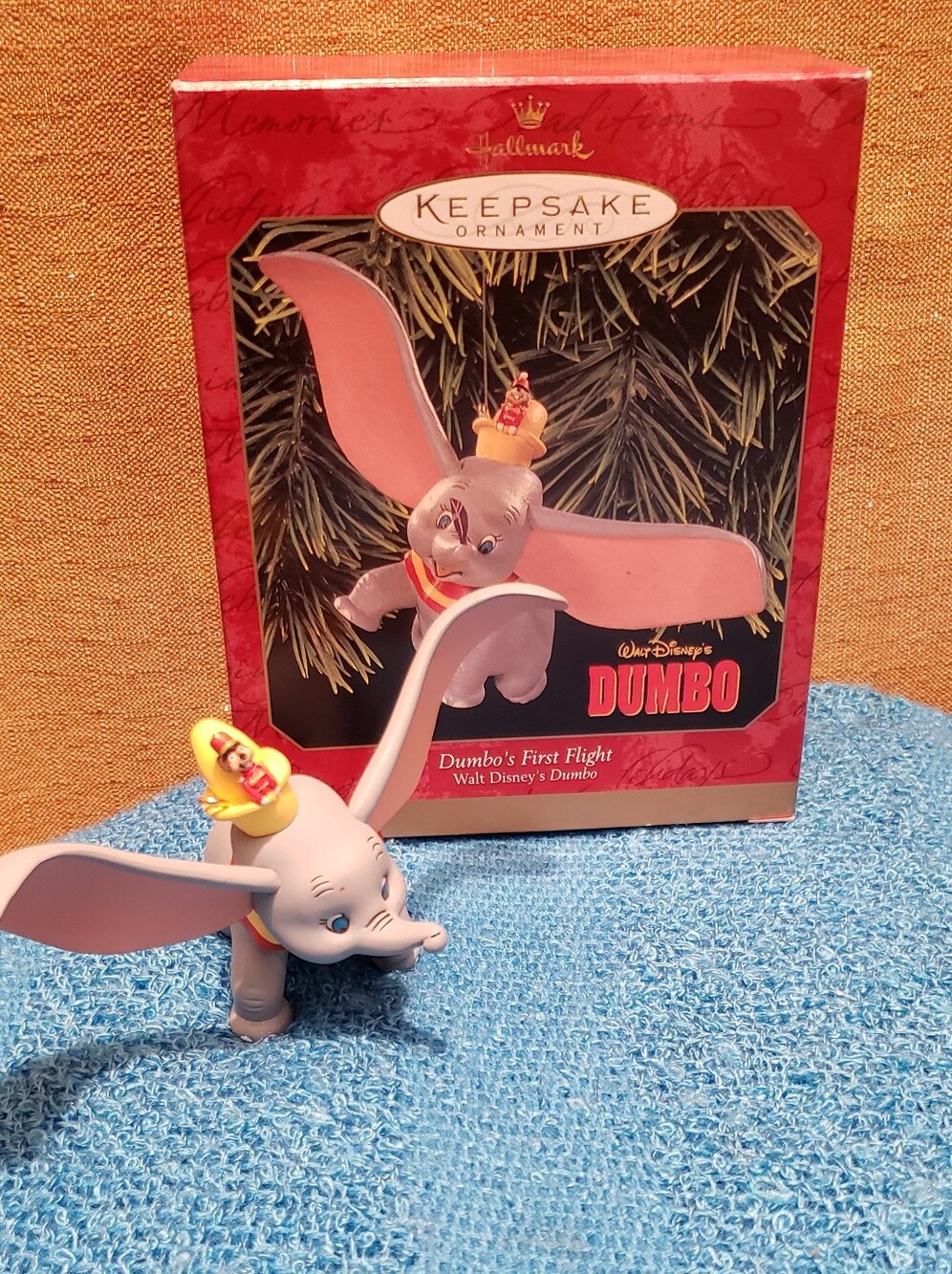 Hallmark Dumbo Ornament in Gray and Pink with Yellow Hat
